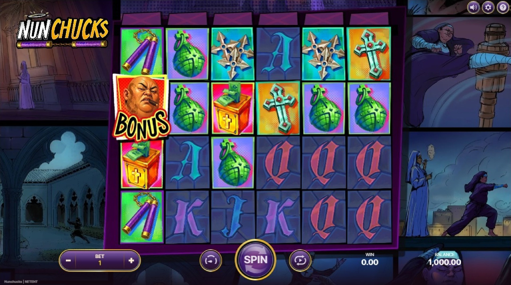Screenshot cu noul slot Nunchucks dezvoltat de NetEnt