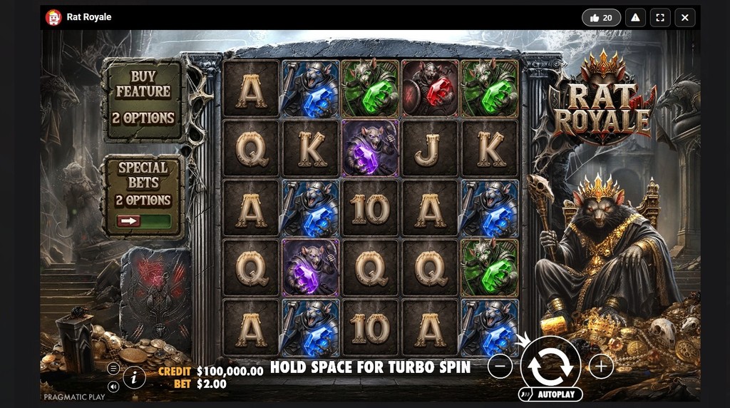 Screenshot cu noul slot Rat Royale dezvoltat de Pragmatic Play