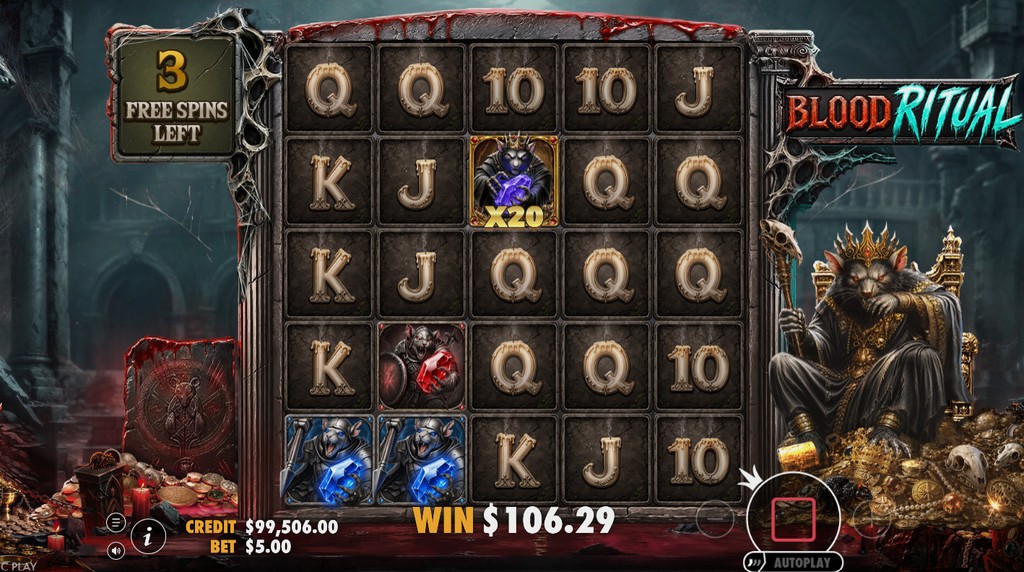 Screenshot from the Free Spins Bonus of Rat Royale