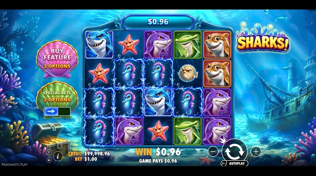 Screenshot from the New Sharks! Game by Pragmatic Play