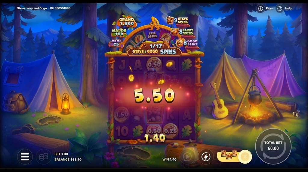 Screenshot from the Steve and Gogo Spins Feature of Steve, Larry and Gogo