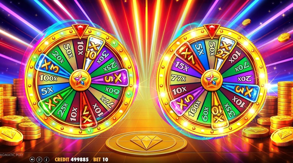 Screenshot van de gelukswielenbonus van Super Golden Spins