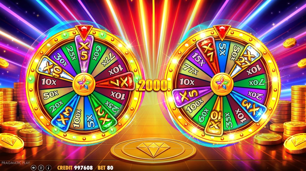 Screenshot af præmiehjulene i Super Golden Spins