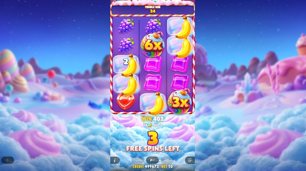 Screenshot van de Sweet Bonanza Pop Bonusronde