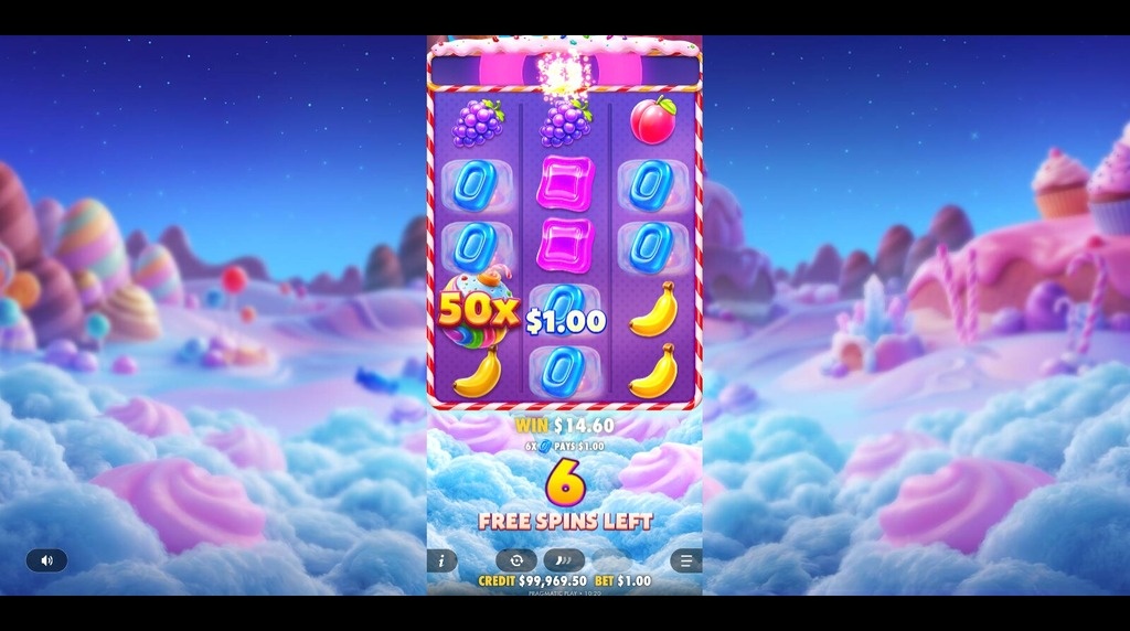 Screenshot from the Free Spins Round of Sweet Bonanza Pop