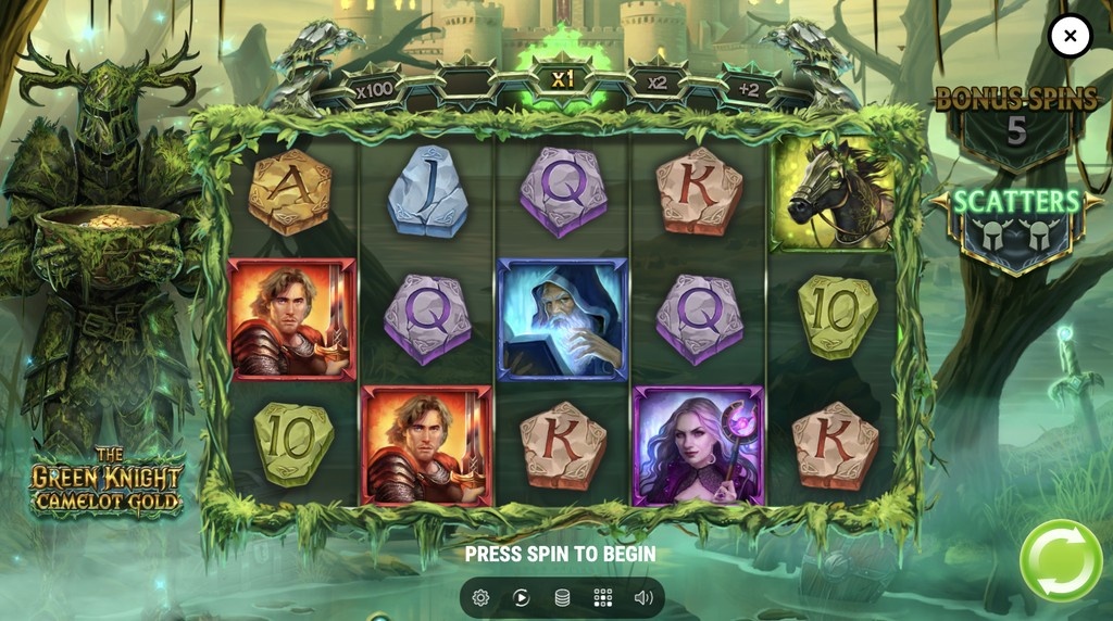 Screenshot from the New The Green Knight Camelot Gold Slot by Play'n GO