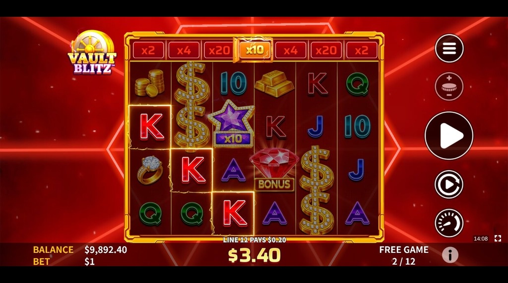 Screenshot from the Free Games Round of Vault Blitz