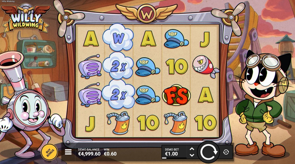 Screenshot van de nieuwe Willy Wildwing slot van Hacksaw Gaming
