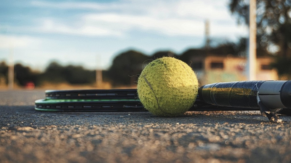 Tennis bold på jorden.