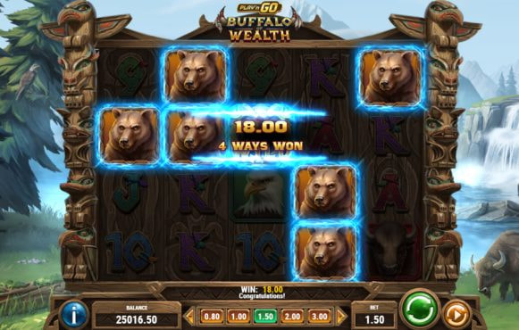 Skærmbillede fra den nye Buffalo of Wealth spilleautomat fra Play’N GO