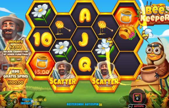 Skærmbillede fra den nye Bee Keeper spilleautomat fra Pragmatic Play