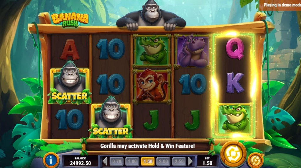 Screenshot fra den Nye Banana Rush Slot af Play'n GO