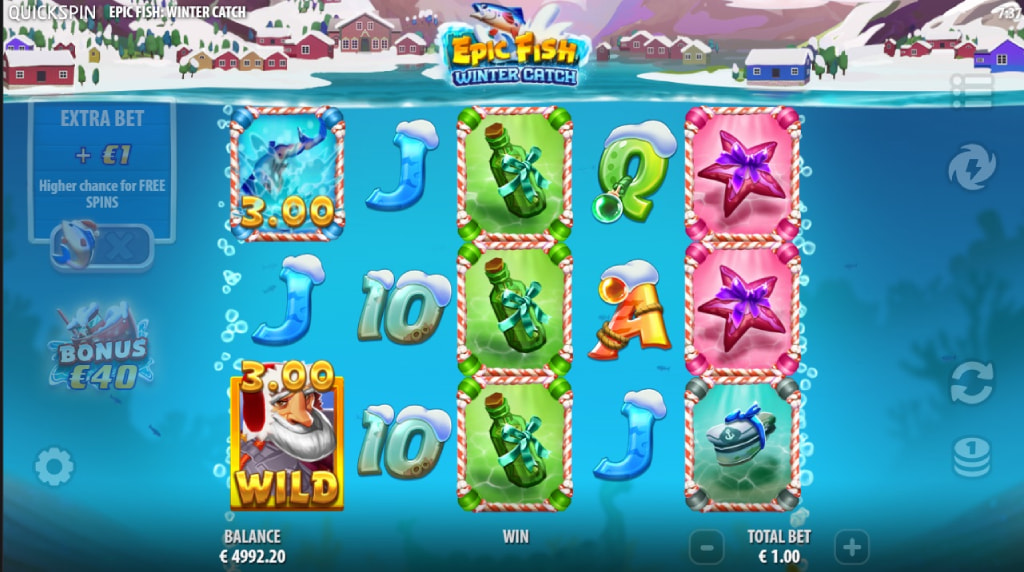 Screenshot fra den Nye Epic Fish Winter Catch Slot af Quickspin