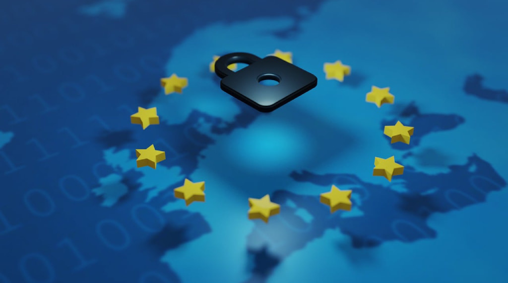 Blå EU kort med digital lås