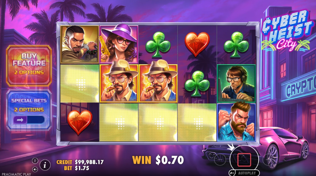 Screenshot fra den Nye Cyberheist City Slot af Pragmatic Play