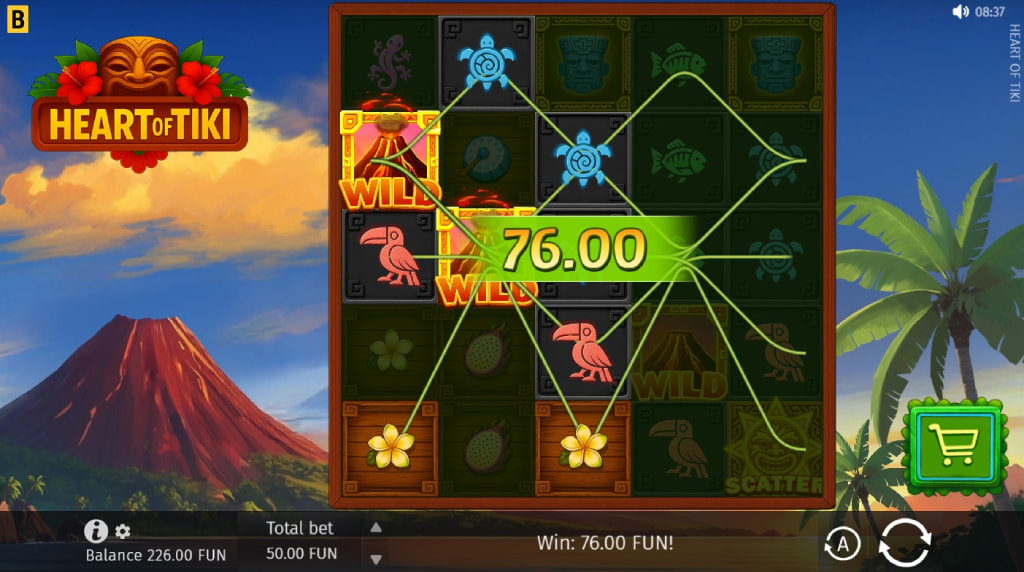 Screenshot fra den Nye Heart of Tiki Slot af BGaming