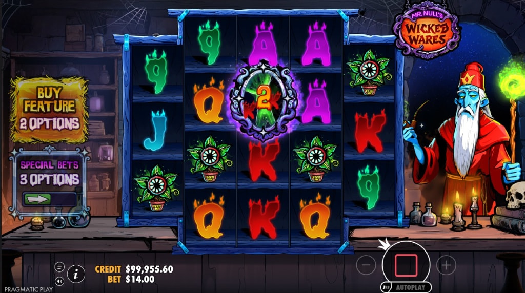 Screenshot fra den Nye Mr Null's Wicked Wares Slot af Pragmatic Play