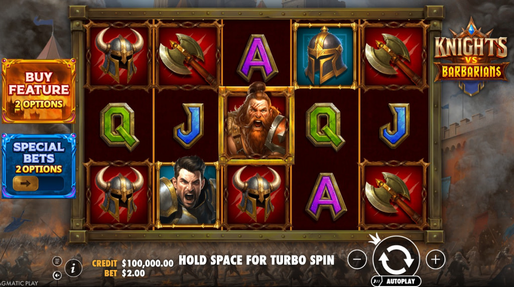 Screenshot della nuova slot Knights vs Barbarians di Pragmatic Play
