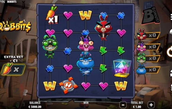 Screenshot della nuova slot Robbits di Quickspin