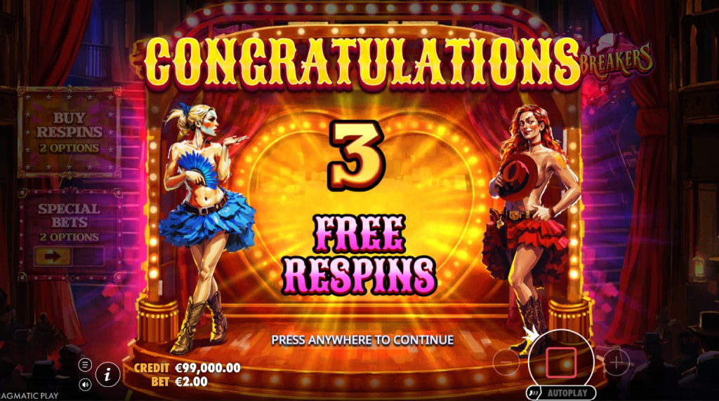 Screenshot della funzione Super Respins di Heartbreakers