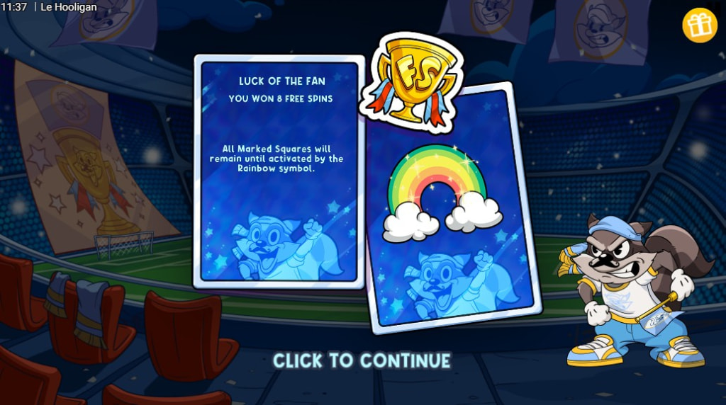 Screenshot della funzione Luck of the Fan di Le Hooligan