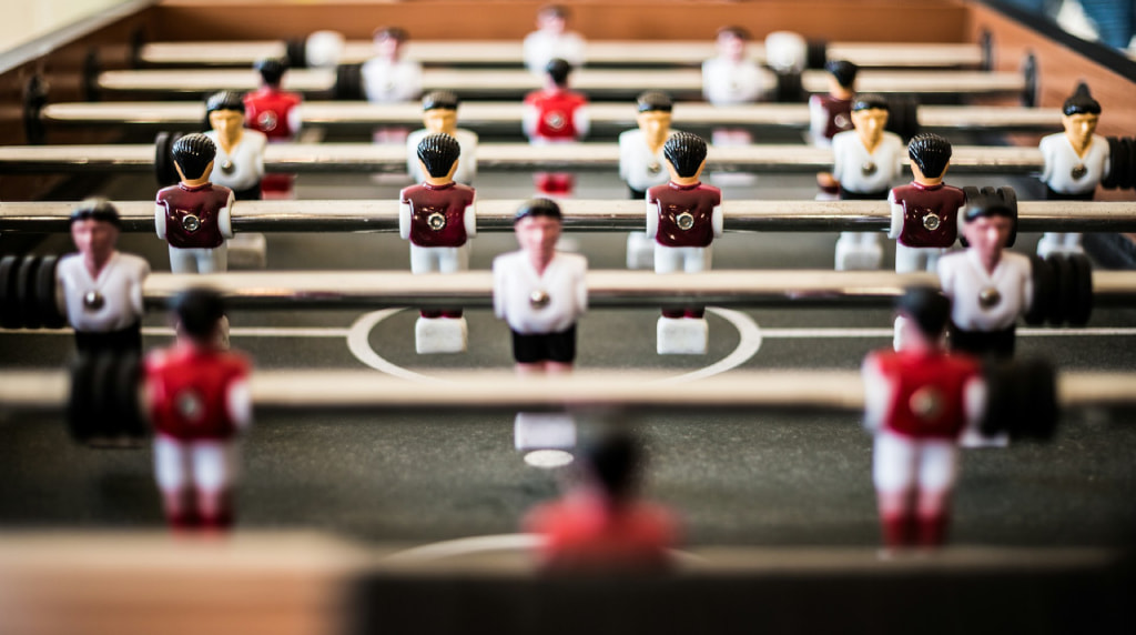 Close-up van een tafelvoetbal tafel