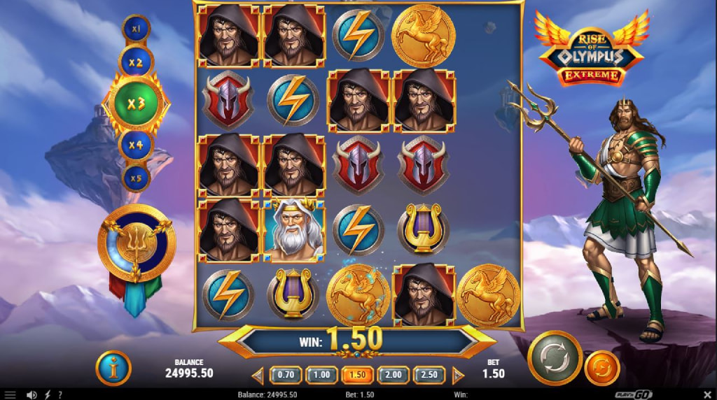 Screenshot van de nieuwe Rise of Olympus Extreme Slot van Play ‘n GO