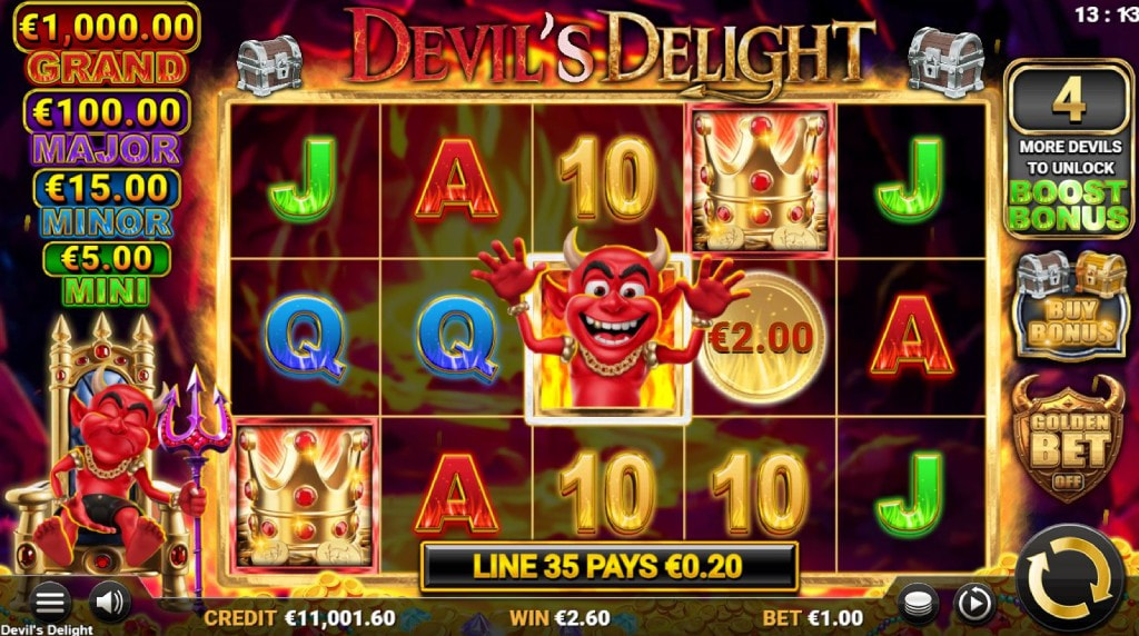 Screenshot van de nieuwe Devil’s Delight slot van Reflex Gaming