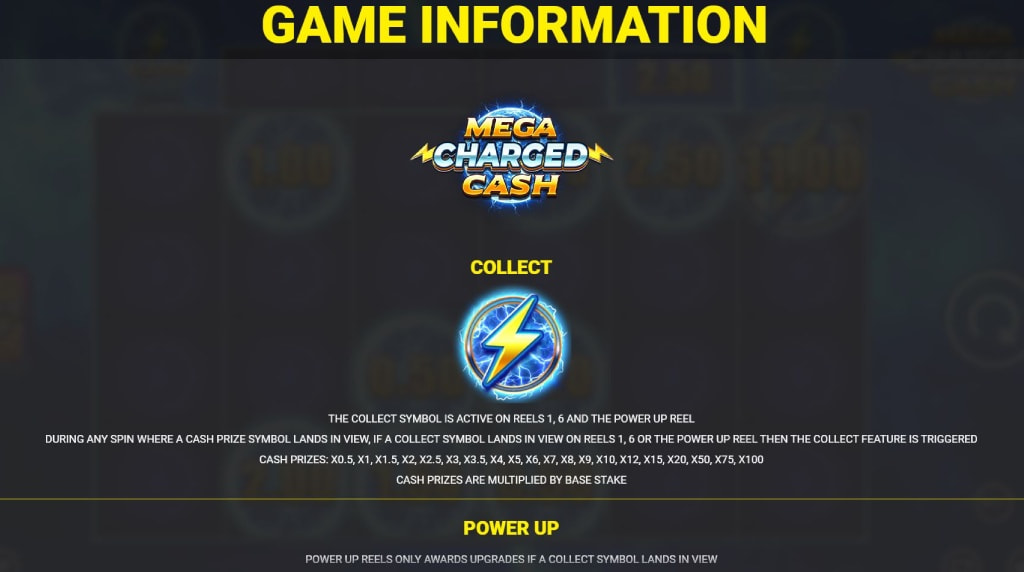 Screenshot van de spelinfo van Mega Charged Cash