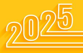 Cijfers 2025 op oranje achtergrond