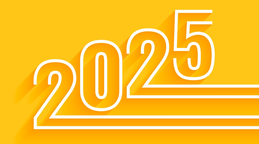 Cijfers 2025 op oranje achtergrond