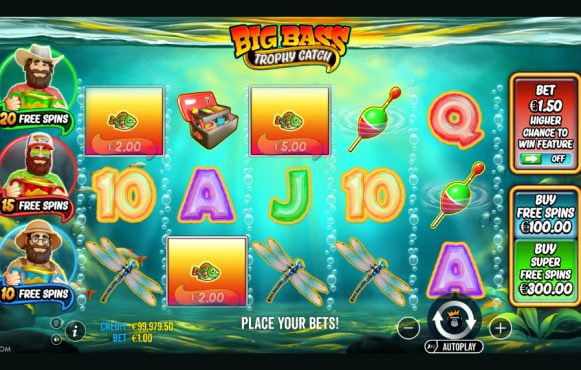 Screenshot van de nieuwe Big Bass Trophy Catch slot van Pragmatic Play