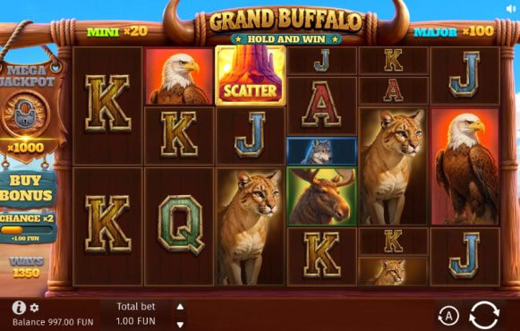 Screenshot van de nieuwe Grand Buffalo Hold and Win slot van BGaming