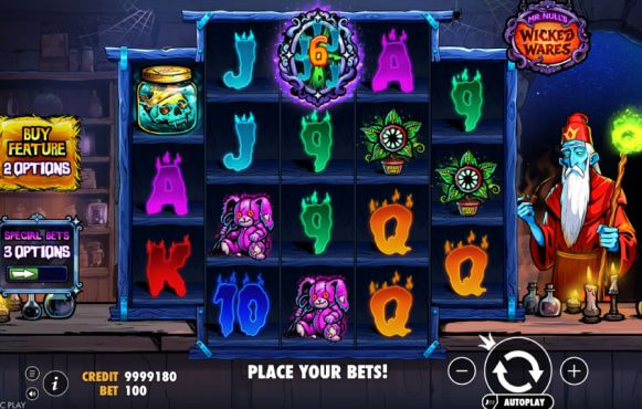 Screenshot van de nieuwe Mr Null's Wicked Wares slot van Pragmatic Play
