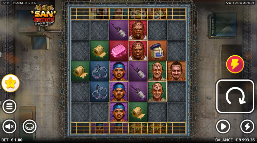 Screenshot van de nieuwe San Quentin Manhunt slot van Nolimit City