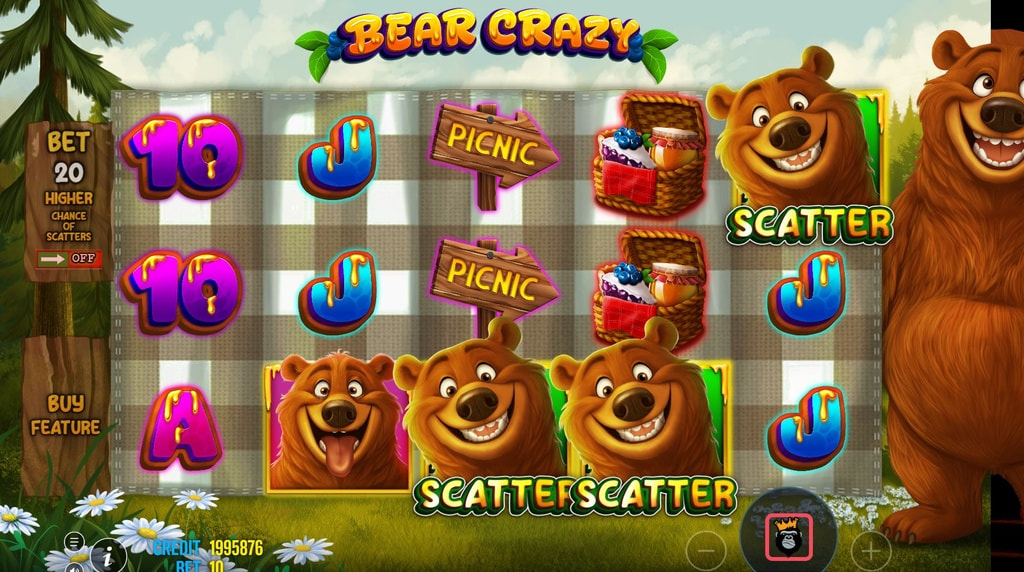 Screenshot van de nieuwe Bear Crazy slot van Pragmatic Play