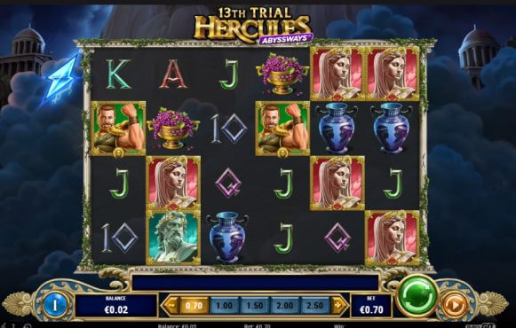 Screenshot de la noul slot n13th Trial Hercules Abyssways dezvoltat de Play’n GO