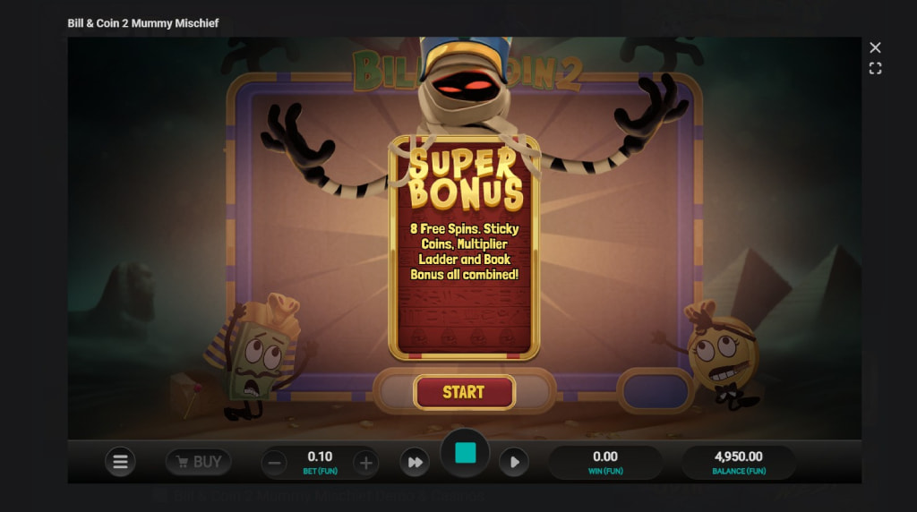 Screenshot cu Bill & Coin 2 Mummy Mischief funcția Super Bonus