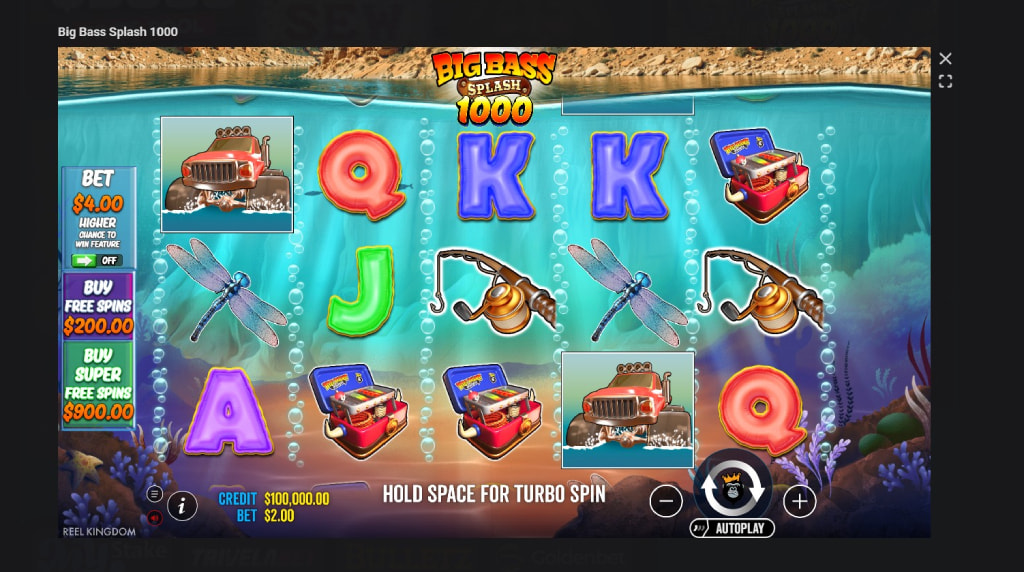 Screenshot cu noul slot de la Pragmatic Play Big Bass Splash 1000
