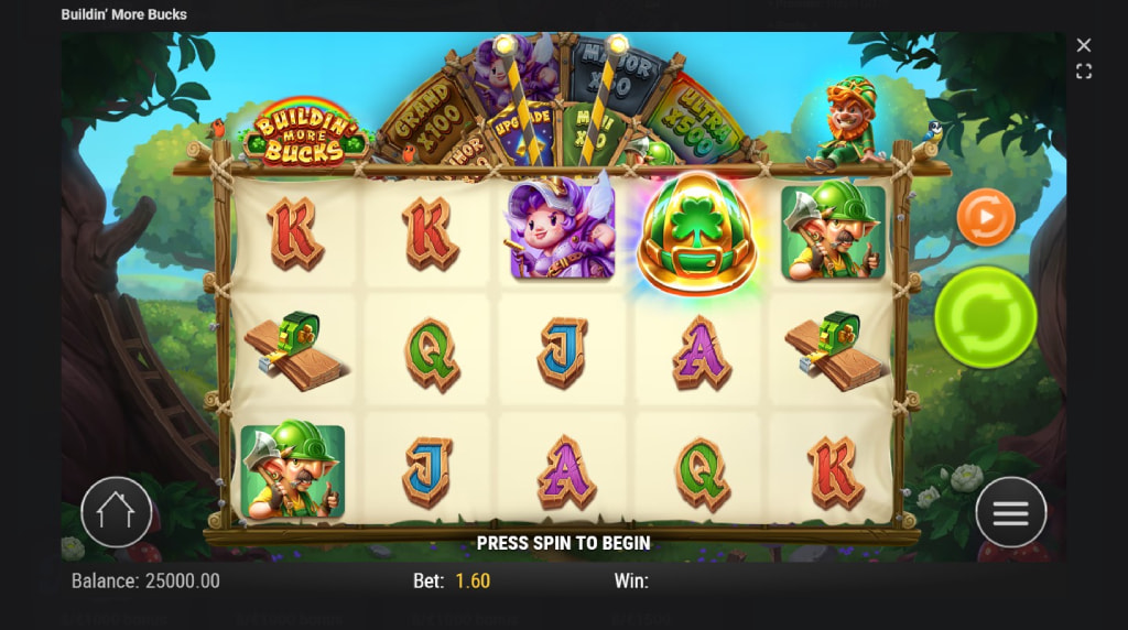 Screenshot cu noul slot Buildin’ More Bucks dezvoltat de Play’n GO