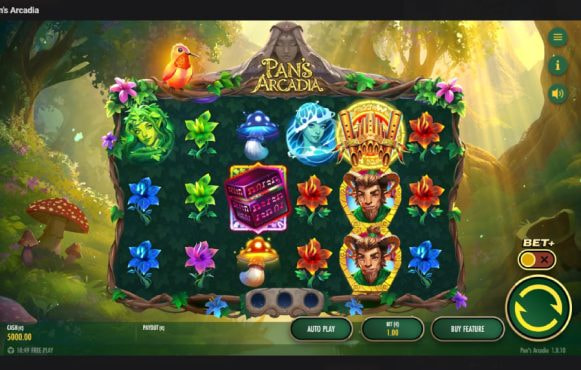 Screenshot cu noul slot Pan’s Arcadia de la Thunderkick