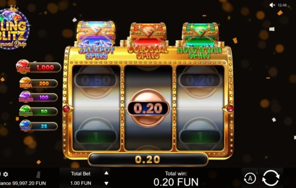 Screenshot cu noul slot Bling Blitz Diamond Drop dezvoltat de BGaming