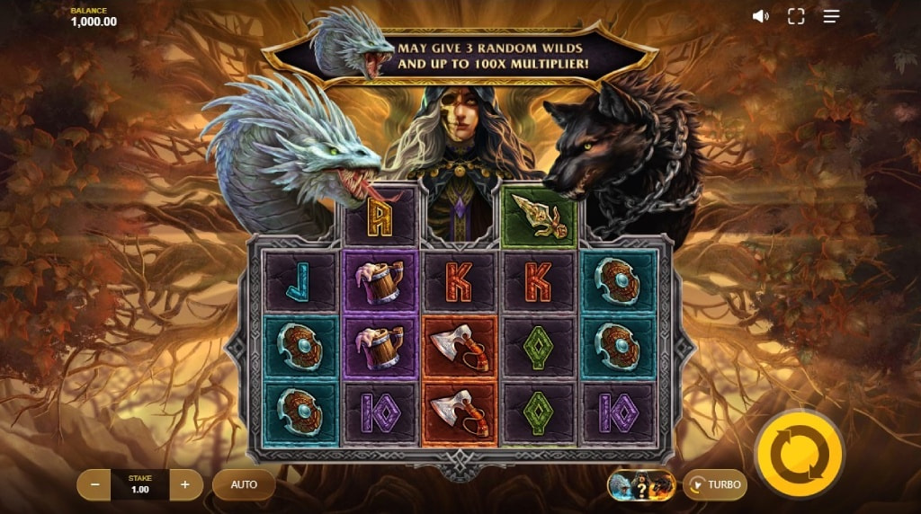 Screenshot cu noul slot Loki’s Descendants dezvoltat de Red Tiger