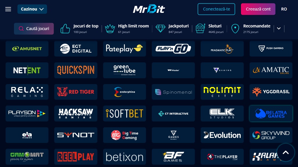 Furnizori de software la Mr Bit Casino