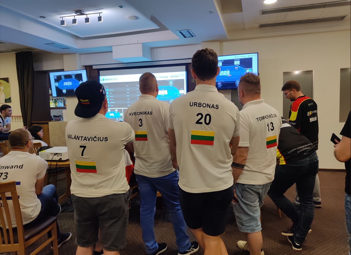 Lithuanian Match Poker team members at a 2023 IFMP event.
