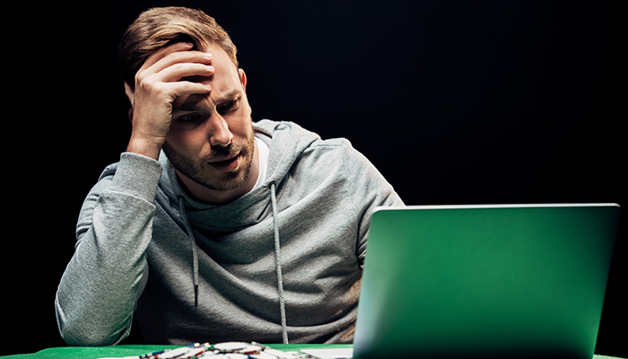 Person playing at online casino