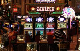 A picture of a casino floor.