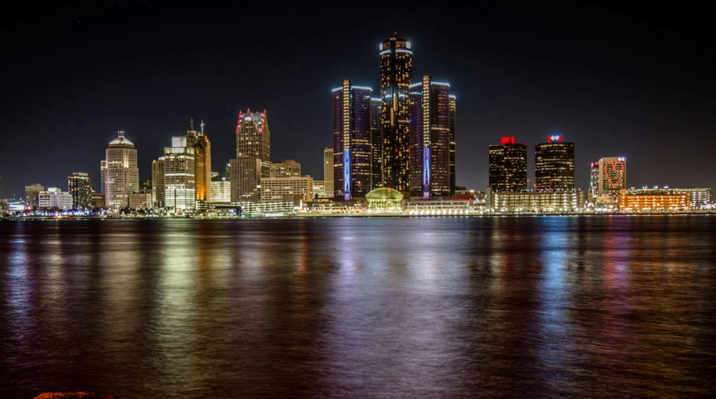 Detroit, Michigan, at night
