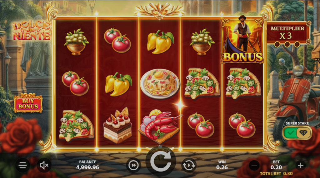 Screenshot from the New Dolce Far Niente Slot by Stakelogic