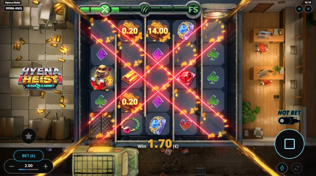 Screenshot of the X-Cut feature of Hyena Heist